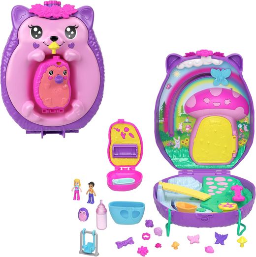 Polly Pocket Playset 2-en-1 Hérisson Maman et Bébé Sac