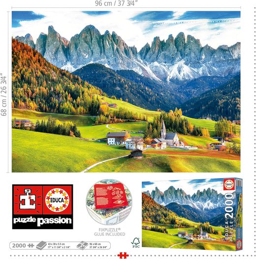 Puzzle - Panoramic Autumn in the Dolomites - 2000 Pieces - Educa