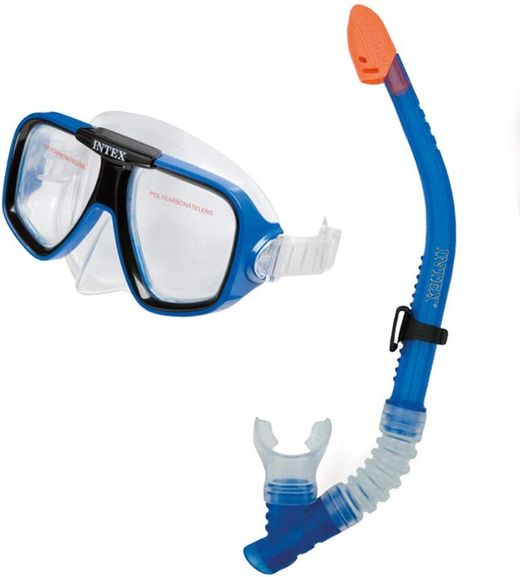 Set 2 Tauchschlauch/Flossen/Tauchmaske - Intex