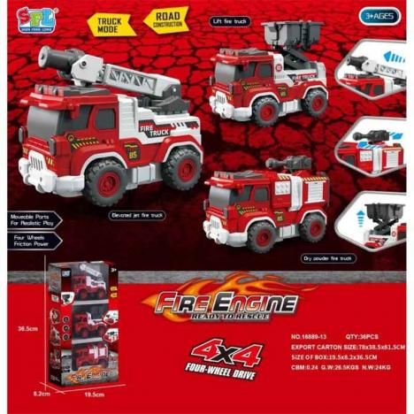 Set 3 Camiones de Bomberos Fricción