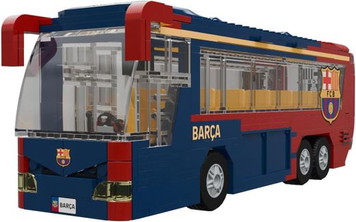 Jeu de construction de bus du FC Barcelone - 488 pièces, 28 cm. Comprend 3 figurines - Produit sous licence officielle - Neko Brands