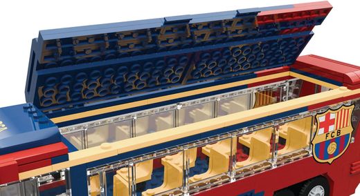 Jeu de construction de bus du FC Barcelone - 488 pièces, 28 cm. Comprend 3 figurines - Produit sous licence officielle - Neko Brands