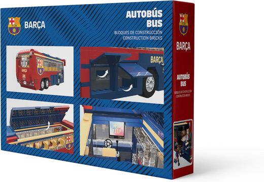 Jeu de construction de bus du FC Barcelone - 488 pièces, 28 cm. Comprend 3 figurines - Produit sous licence officielle - Neko Brands