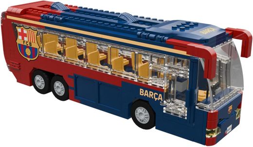 Jeu de construction de bus du FC Barcelone - 488 pièces, 28 cm. Comprend 3 figurines - Produit sous licence officielle - Neko Brands