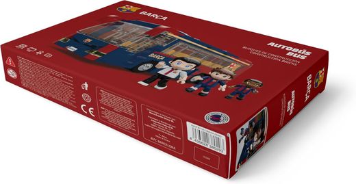 Jeu de construction de bus du FC Barcelone - 488 pièces, 28 cm. Comprend 3 figurines - Produit sous licence officielle - Neko Brands