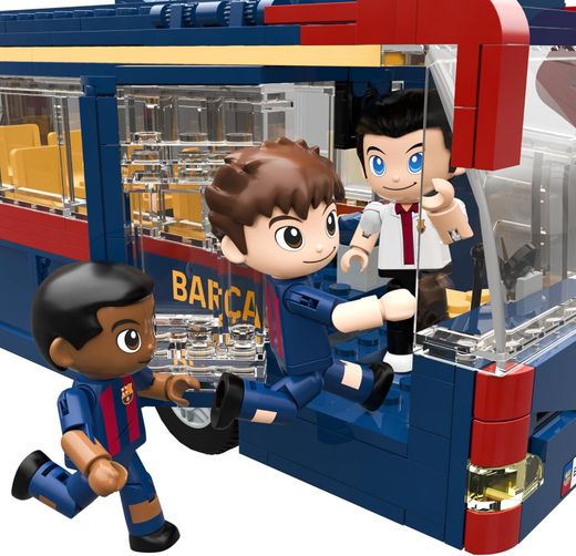 Jeu de construction de bus du FC Barcelone - 488 pièces, 28 cm. Comprend 3 figurines - Produit sous licence officielle - Neko Brands