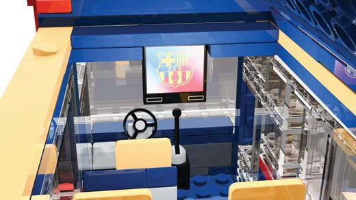 Jeu de construction de bus du FC Barcelone - 488 pièces, 28 cm. Comprend 3 figurines - Produit sous licence officielle - Neko Brands