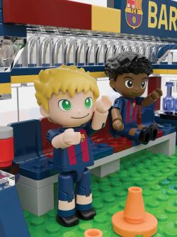 FC Barcelona Bench Construction Set - 186 Pieces, 16 cm. With 2 Figures - Officially Licensed - Neko Brands