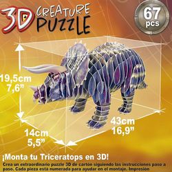Triceratops 3D-Kreatur - Puzzle Educa