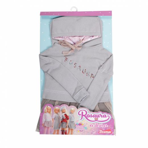 Rosaura Conjunto Sudadera Gris y Falda Tul - Muñeca 105 Cm