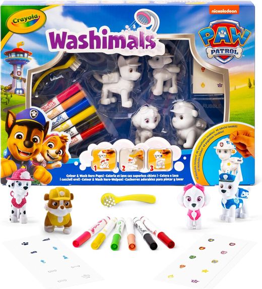 Conjunto de 4 animais de estimação da Patrulha Canina Washimals para colorir